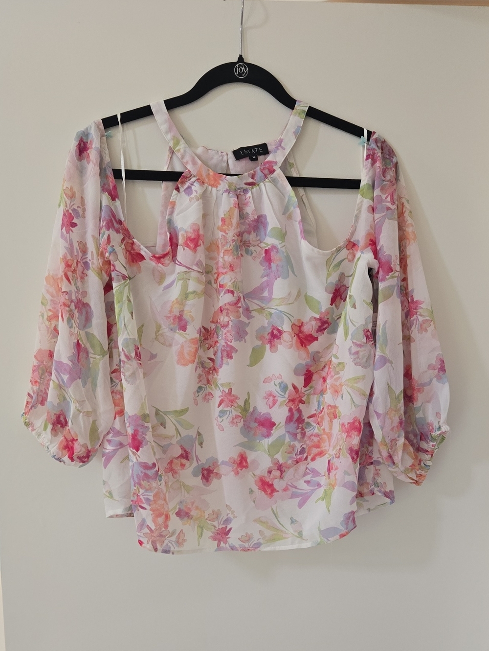 1.State Floral Cold-Shoulder Blouse
